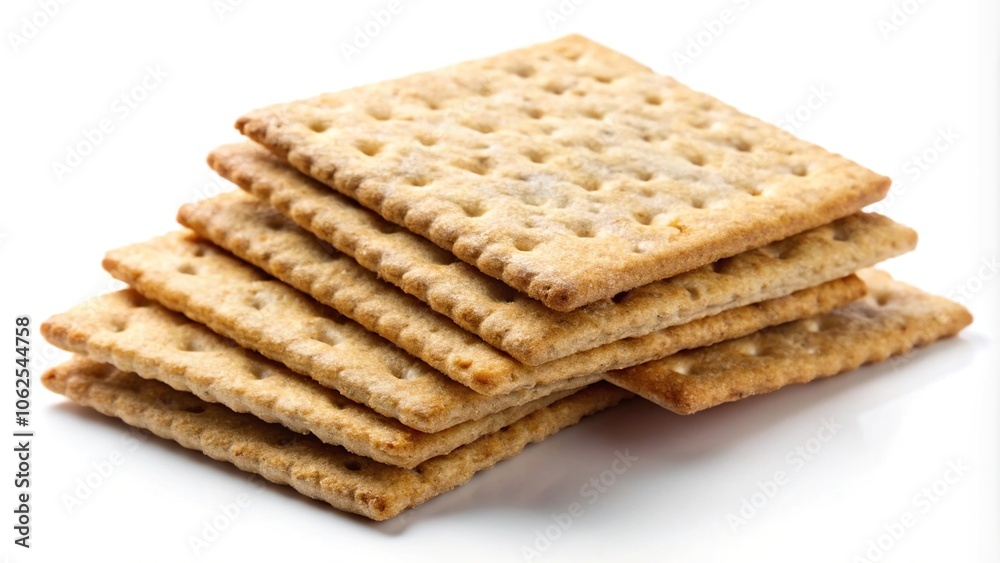 Whole wheat flour crackers on white background Whole wheat flour crackers on white background