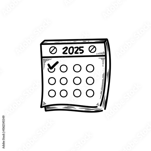 hand drawn doodle folding calendar isolated cartoon art style