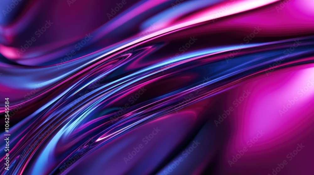 Abstract Swirling Purple and Blue Metallic Surface