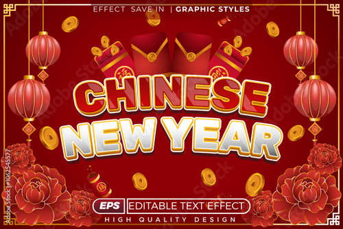 Editable 3d text effect chinese new year