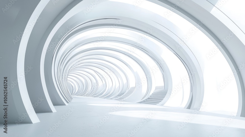 Abstract White Tunnel With Circular Architectural Design Abstract White Tunnel With Circular Architectural Design
