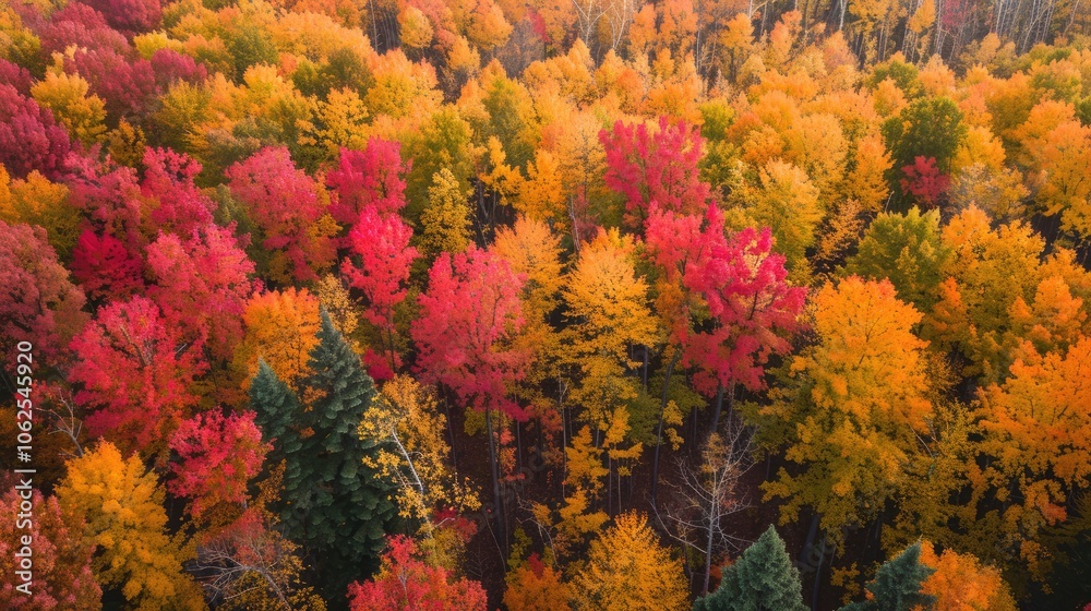 Obraz premium Fall tree line captured from above