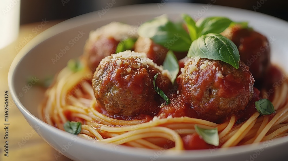Hearty Spaghetti and Meatballs with Fresh Basil and Tomato Sauce for Culinary Delight Hearty Spaghetti and Meatballs with Fresh Basil and Tomato Sauce for Culinary Delight