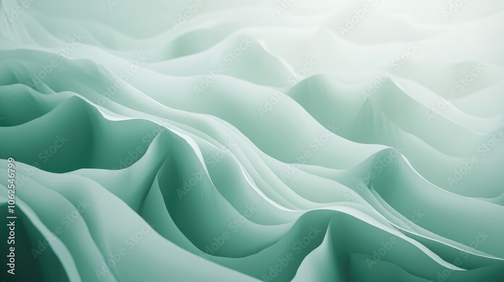 Abstract Wavy Green Surface with Soft Lighting Abstract Wavy Green Surface with Soft Lighting