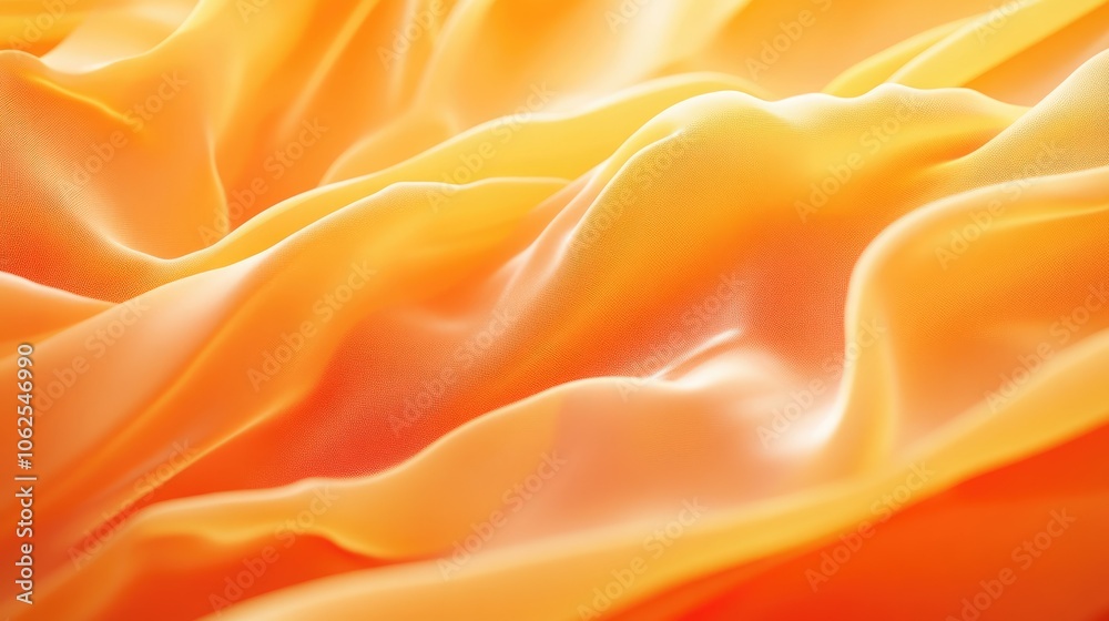 Fototapeta premium Abstract Wavy Orange and Yellow Fabric Texture