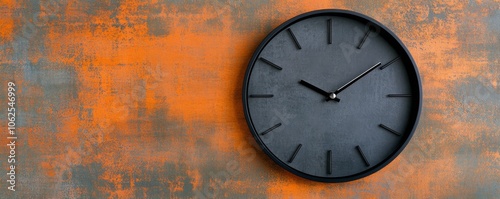 Wallpaper Mural Elegant wall clock on a textured orange and gray background. Torontodigital.ca