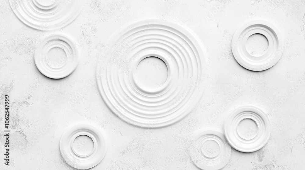 White Circular Shapes on a Textured White Background White Circular Shapes on a Textured White Background