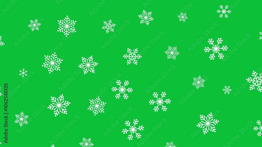 Falling snowflakes overlay on green screen chroma key background animation 4k visual effect. Winter season snow weather template for video editing, motion design. Falling snowflakes overlay on green screen chroma key background animation 4k visual effect. Winter season snow weather template for video editing, motion design.