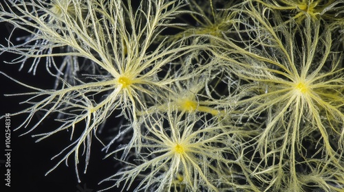 Unique yellow seaweed in underwater habitat photo