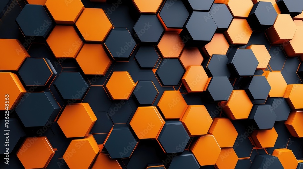 Abstract Hexagon Pattern in Orange and Black Abstract Hexagon Pattern in Orange and Black