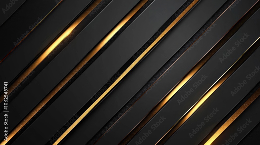 Abstract Black and Gold Diagonal Lines with Glowing Edges Abstract Black and Gold Diagonal Lines with Glowing Edges