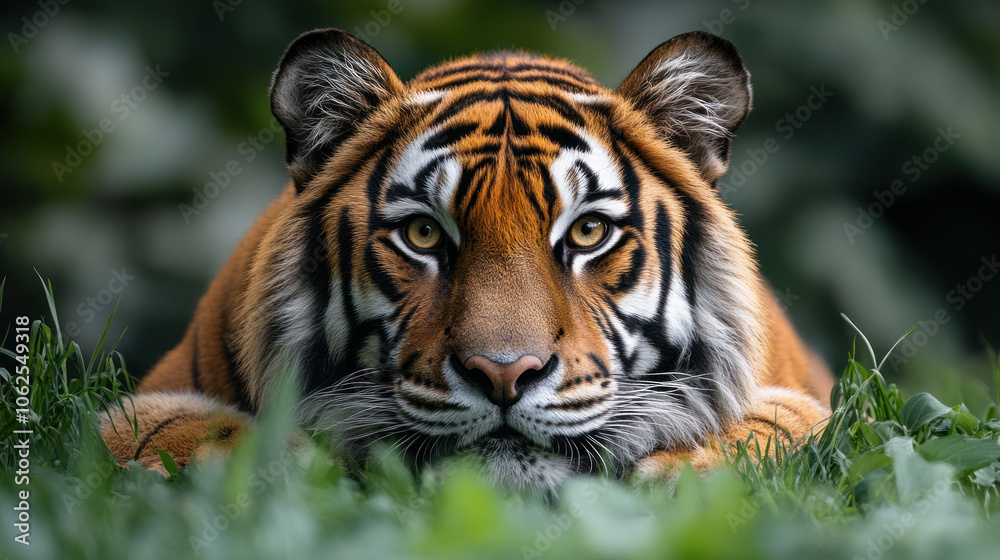 Fototapeta premium Majestic Tiger Resting in Natural Habitat