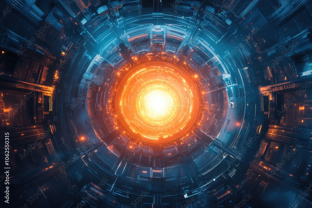Obraz premium Futuristic Nuclear Reactor Core with Glowing Elements