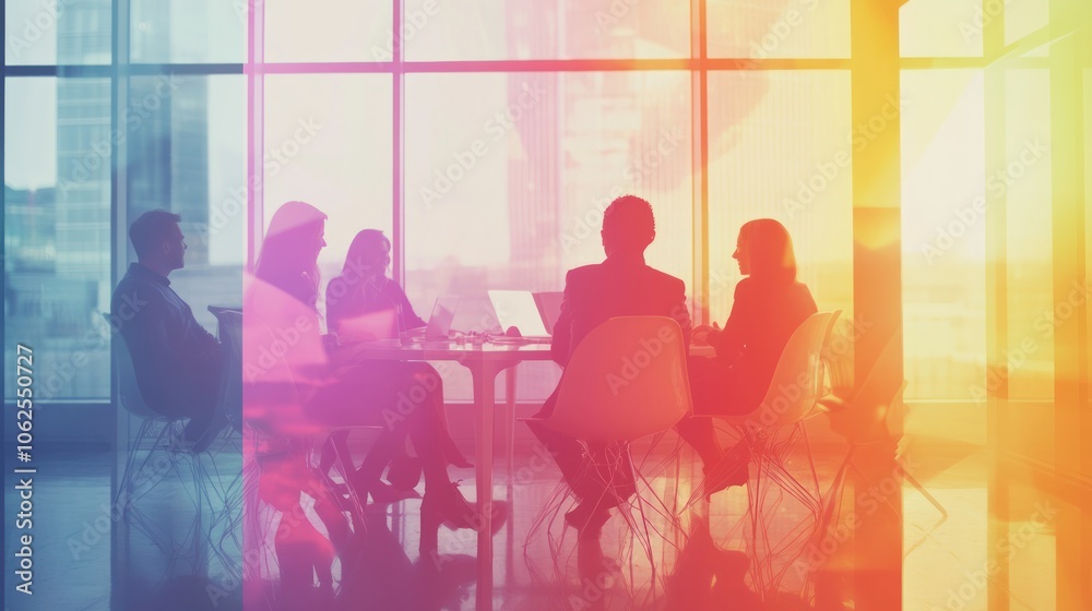 Silhouettes of Business People in a Meeting Silhouettes of Business People in a Meeting