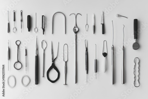 A Flat Lay of Various Medical and Dental Tools