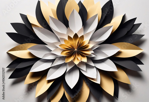 minimalist paper art flowers, vibrant colors, on a white solid background