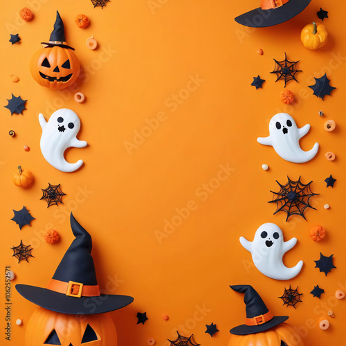 halloween background with pumpkin and bats