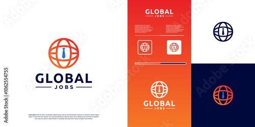 global job logo, digital job search, minimalist style, vector graphic design.