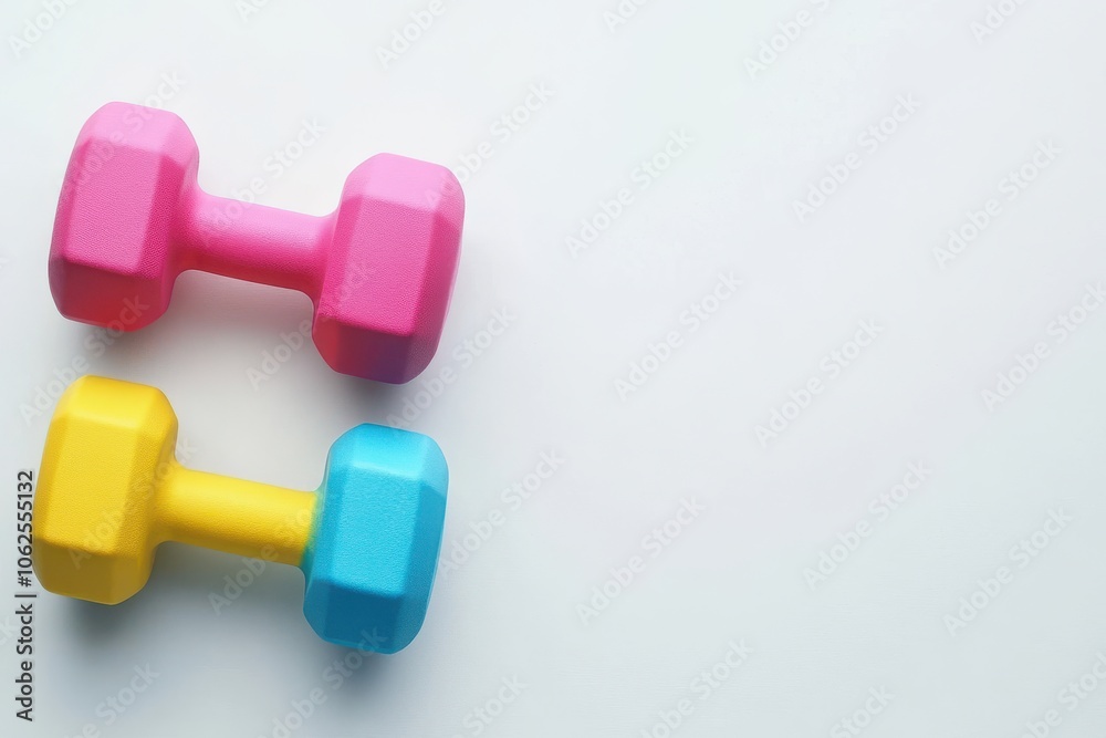 Colorful Dumbbells on a Light Background
