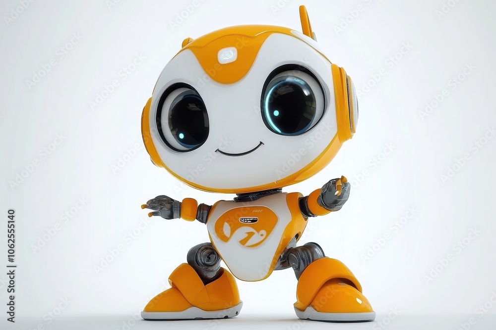Friendly Robot with Large Eyes and Bright Colors