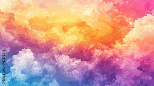 Abstract Watercolor Sky with Vibrant Colors and Cloudy Texture