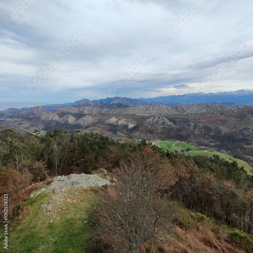 A captivating horizon featuring distant mountains beneath a spread of clouds, offering a peaceful and serene view, perfect for appreciating nature's vastness.