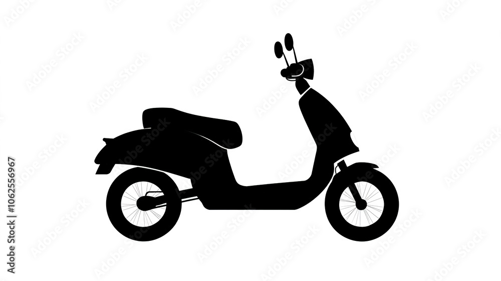 Fototapeta premium Modern electric scooter on a white background, showcasing sleek design and eco-friendly transportation. Minimalist setting emphasizes the scooter’s compact, urban-friendly structure and technology, 