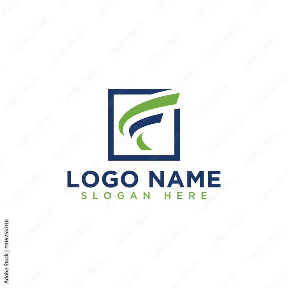 Letter F Logo with Upward Curve in Square Letter F Logo with Upward Curve in Square