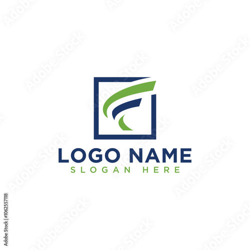 Letter F Logo with Upward Curve in Square