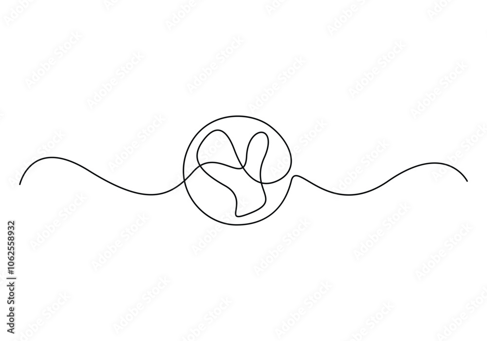 Obraz premium Continuous one line drawing Basketball icon vector. Single line drawing. Basketball icon