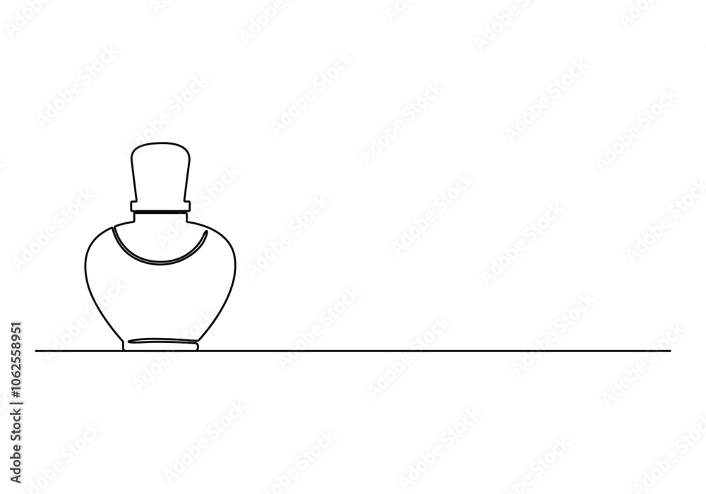 Obraz premium Continuous line drawing of perfume bottle icon. Hand drawn perfume bottle with flowers vector illustration