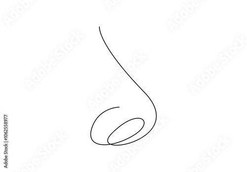 Nose one line drawing. Vector illustration