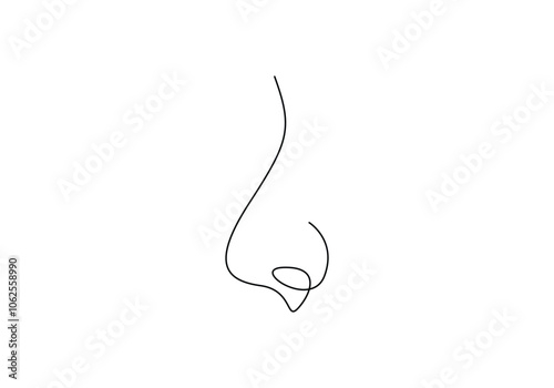Nose one line drawing. Vector illustration
