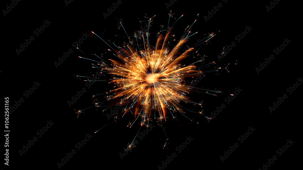 Fototapeta premium Colorful sparkler explosion lighting up the night sky during a festive celebration event