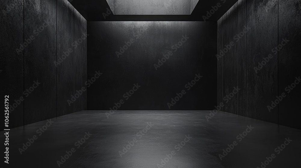 A Dark, Empty Room with a Concrete Floor and Walls A Dark, Empty Room with a Concrete Floor and Walls