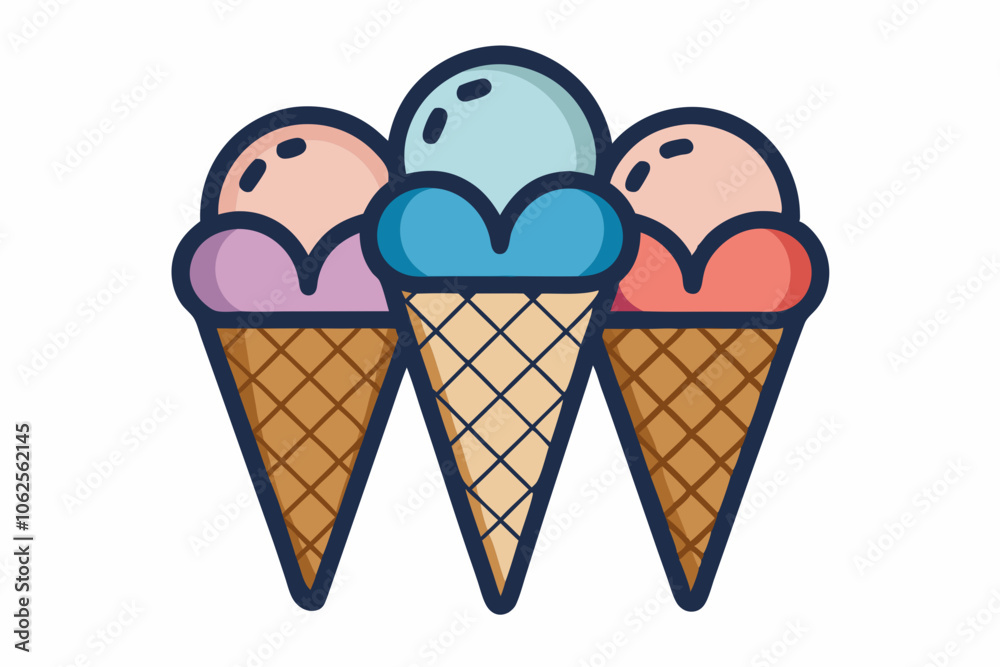 Ice cream mixed with chocolate, vanilla and strawberry Ice cream mixed with chocolate, vanilla and strawberry