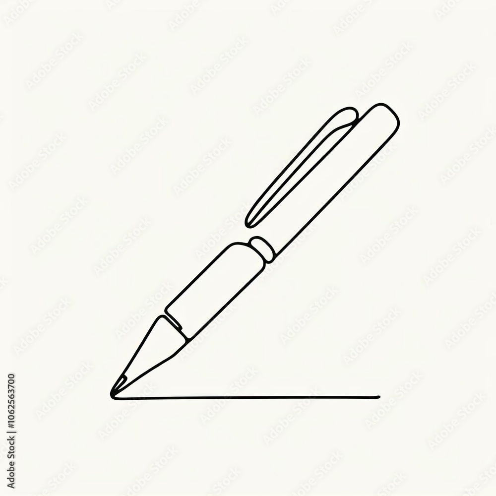 A minimalist representation of a pen poised to write on a blank surface, symbolizing creativity and the initial act of drafting thoughts and ideas A minimalist representation of a pen poised to write on a blank surface, symbolizing creativity and the initial act of drafting thoughts and ideas