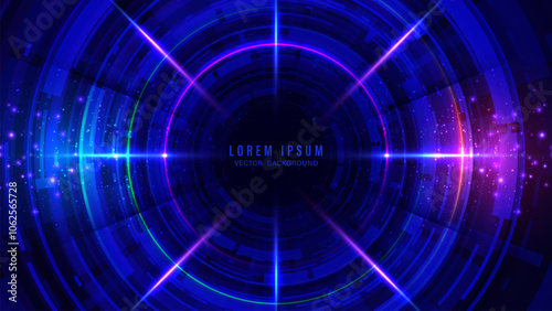 Futuristic digital hi-tech abstract background with concentric HUD circles