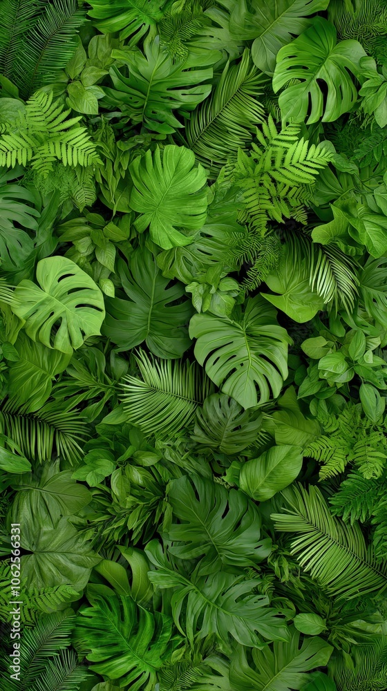 Lush Tropical Green Leaves Texture Background Lush Tropical Green Leaves Texture Background