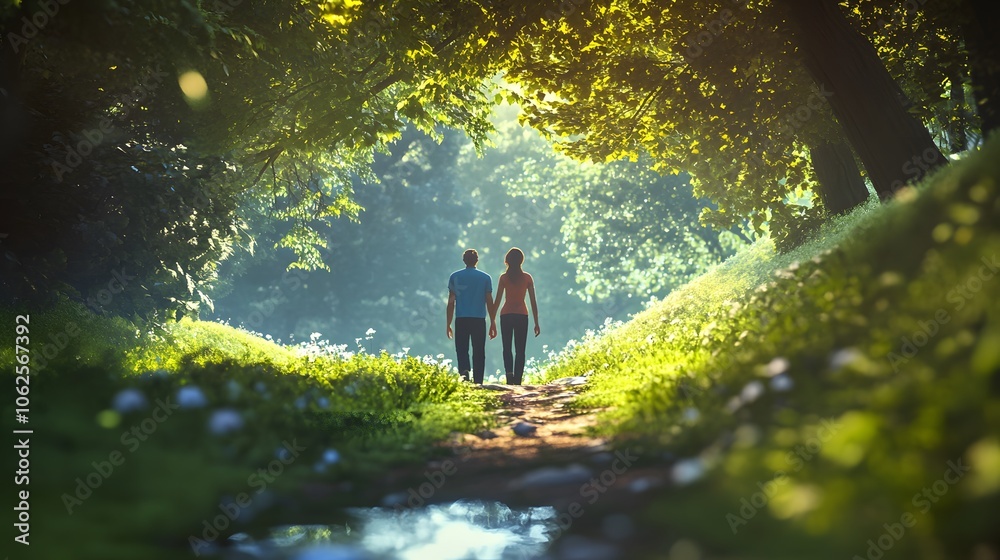 Lifestyle photo of a couple enjoying a walk along a 3D path with a 2D ...