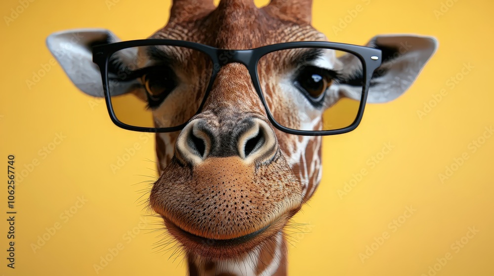 Obraz premium Funny Giraffe Wearing Sunglasses Close Up Portrait