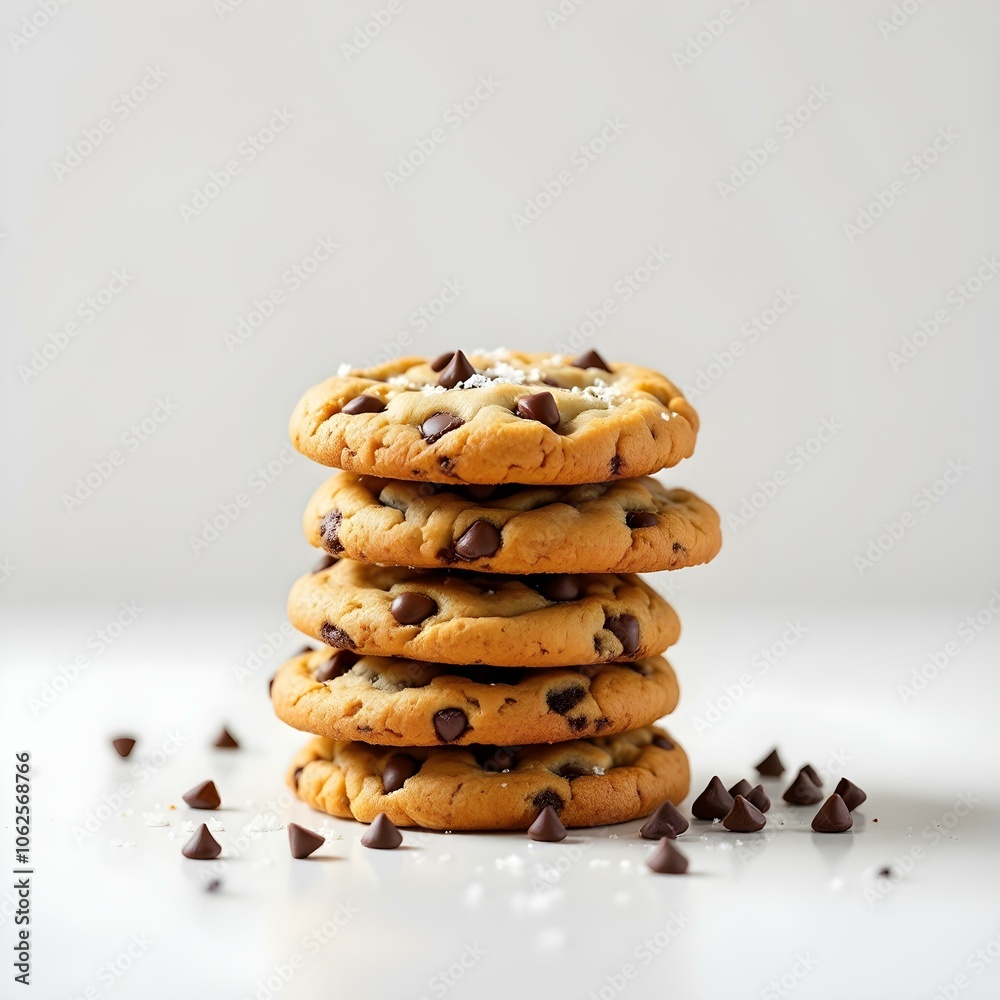 Stack of chocolate chip cookies, isolated on white background Stack of chocolate chip cookies, isolated on white background