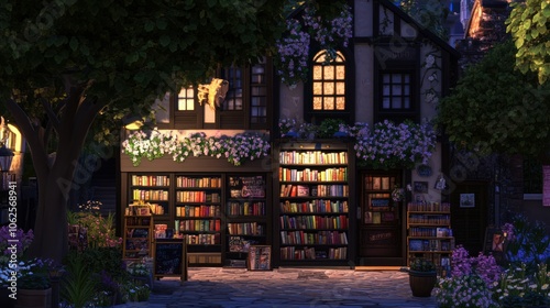 A cozy bookshop in a quaint neighborhood, 
