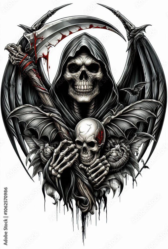 Fototapeta premium TRIBAL TATOO トライバル タトゥ 刺青 死神 grim reaper