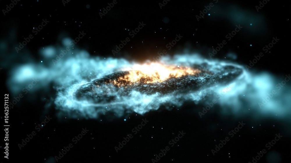 Fototapeta premium Cosmic Nebula with Glowing Core Space Dust Starry Night Sky Astronomy