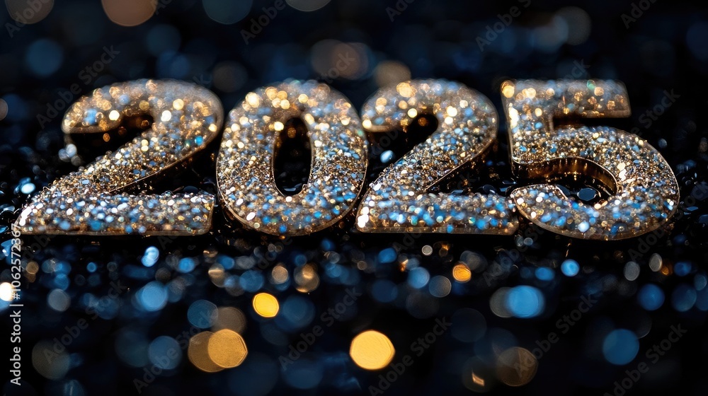 Sparkling 2025 New Year Celebration Background with Glittering Numbers and Festive Lights for Holiday Greetings and Party Invitations Sparkling 2025 New Year Celebration Background with Glittering Numbers and Festive Lights for Holiday Greetings and Party Invitations