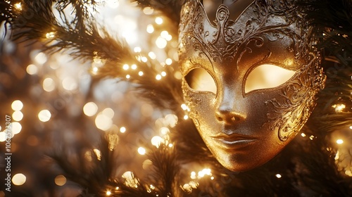 Intricately Designed Gold Masquerade Mask.