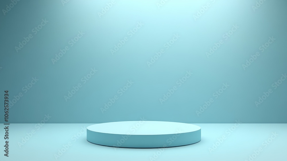 A Single Blue Platform on a Light Blue Background A Single Blue Platform on a Light Blue Background