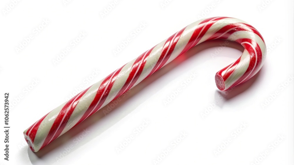 Wide-Angle Candy Cane Red and White Striped in Christmas Colors Isolated on White Background Wide-Angle Candy Cane Red and White Striped in Christmas Colors Isolated on White Background