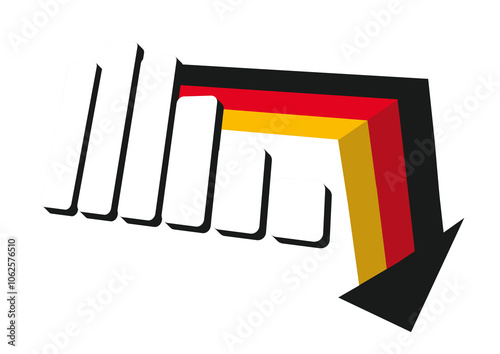 Arrow down, Germany flag co...